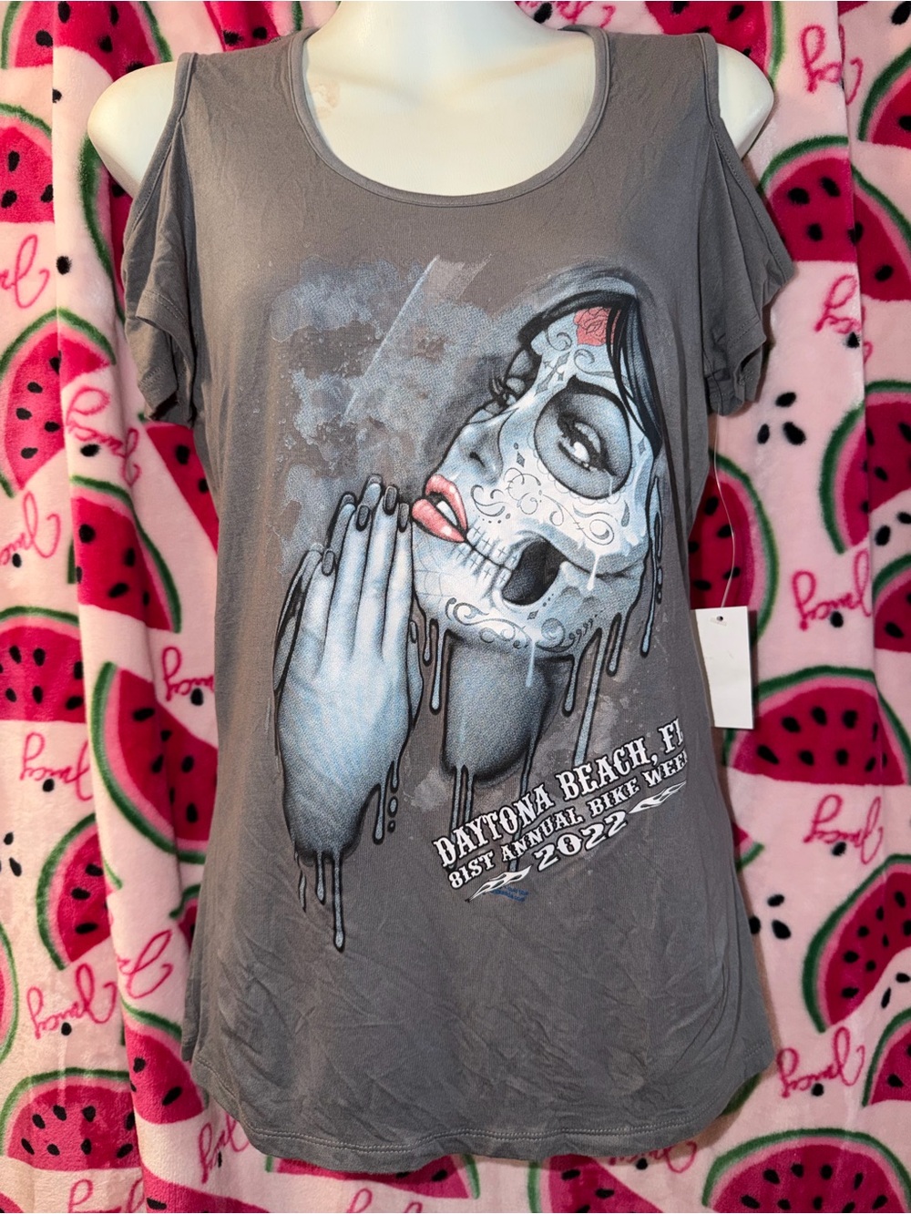 🩶 Daytona Beach Bike Week Graphic Top with Open Back